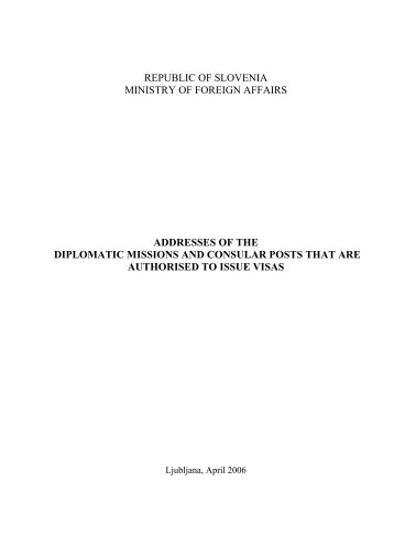 addresses of the diplomatic missions and consular posts - IMO 2006