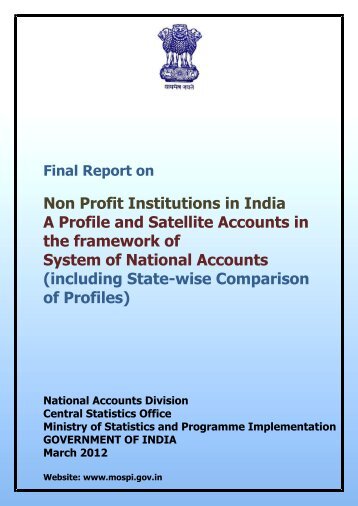 Final Report on Non Profit Institutions in India A Profile and Satellite ...