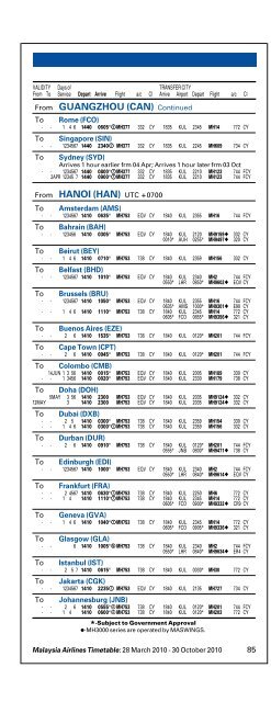 TIMETABLE - Firefly Holiday