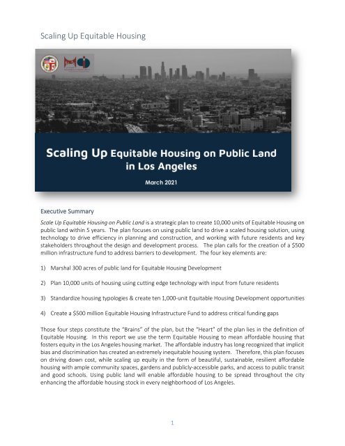 SCALING UP Equitable Housing on public land in Los Angeles