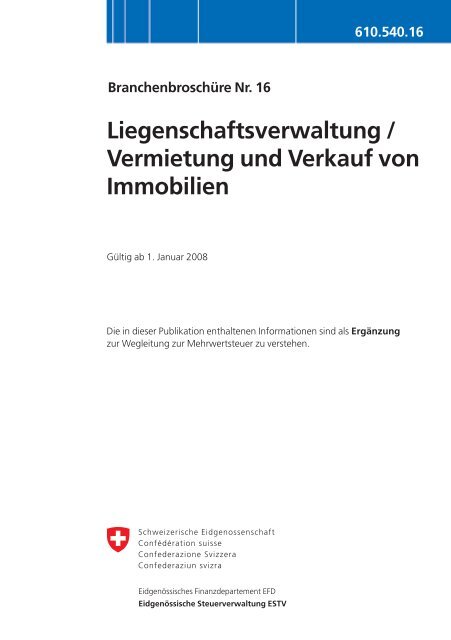 Liegenschaftsverwaltung / Vermietung und Verkauf von Immobilien