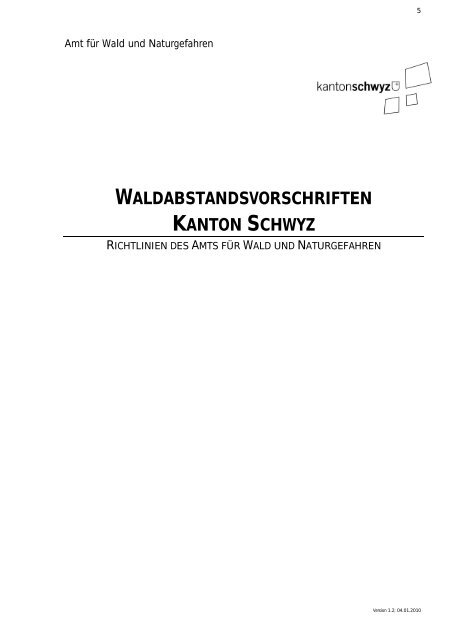 waldabstandsvorschriften kanton schwyz