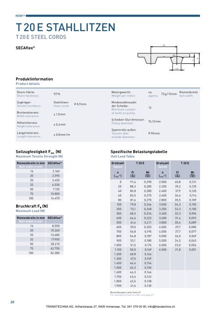 SECA & SECAflex Zahnriemen / NSW-Profilriemen