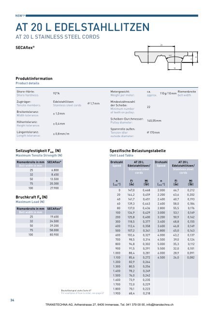 SECA & SECAflex Zahnriemen / NSW-Profilriemen