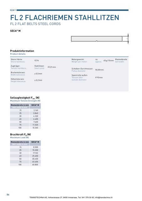 SECA & SECAflex Zahnriemen / NSW-Profilriemen