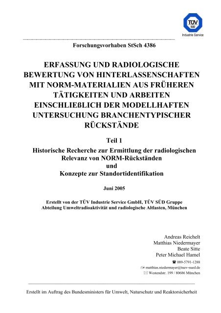 erfassung und radiologische bewertung von hinterlassenschaften mit