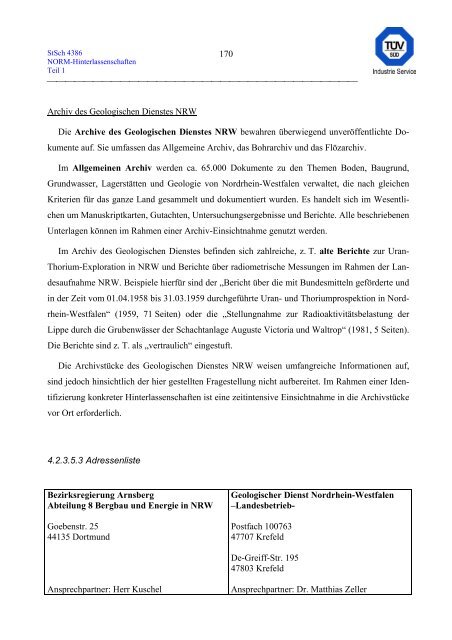 erfassung und radiologische bewertung von hinterlassenschaften mit