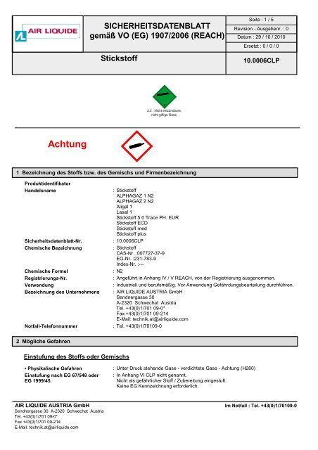 Stickstoff, verdichtet - Air Liquide