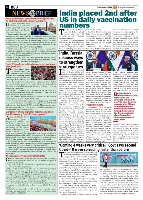 The Indian Weekender, 9 April 2021