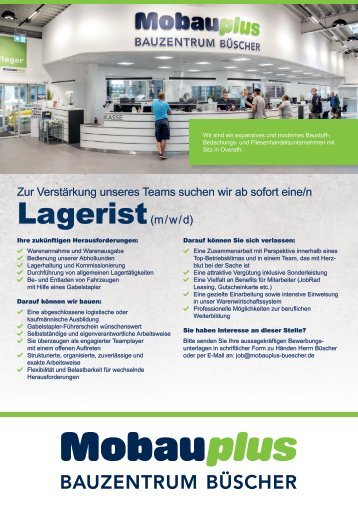 Stellenausschreibung Lagerist