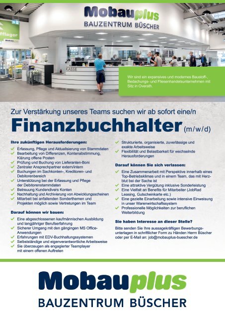 Stellenausschreibung Finanzbuchhalter