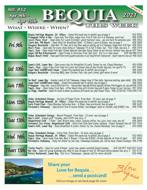 Bequia this Week - 9th April -15th April 2021