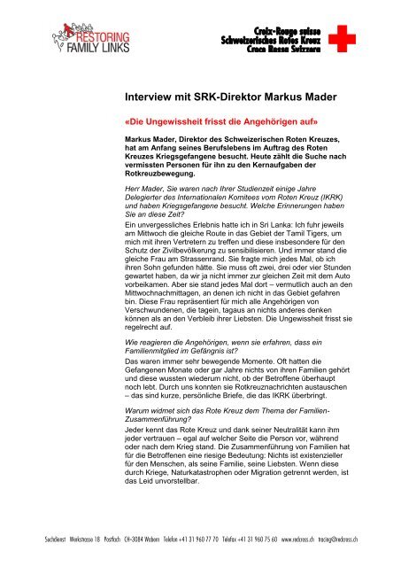 Interview mit SRK-Direktor Markus Mader - Schweizerisches Rotes ...