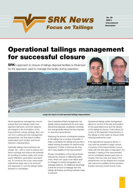 Operational tailings management for successful ... - SRK Consulting