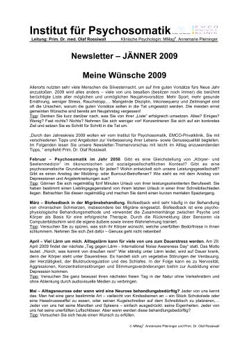 Newsletter Meine Wuensche - EMCO Privatklinik