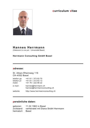 curriculum vitae Hannes Herrmann - herrmannconsulting.ch