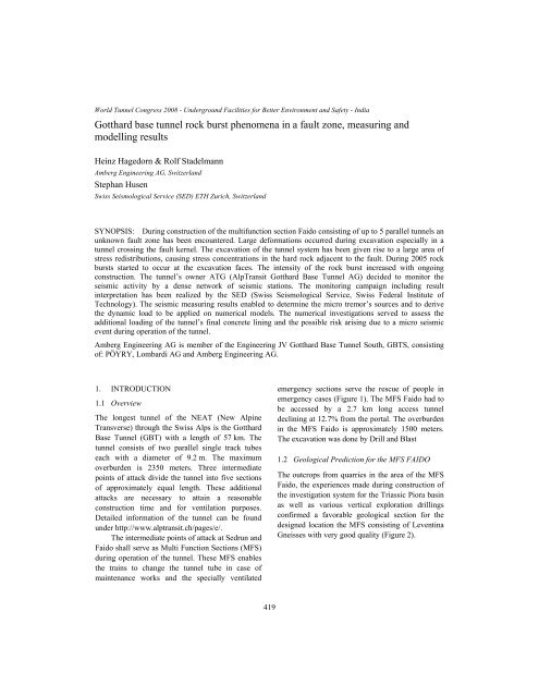 Gotthard base tunnel rock burst phenomena in a fault zone ...