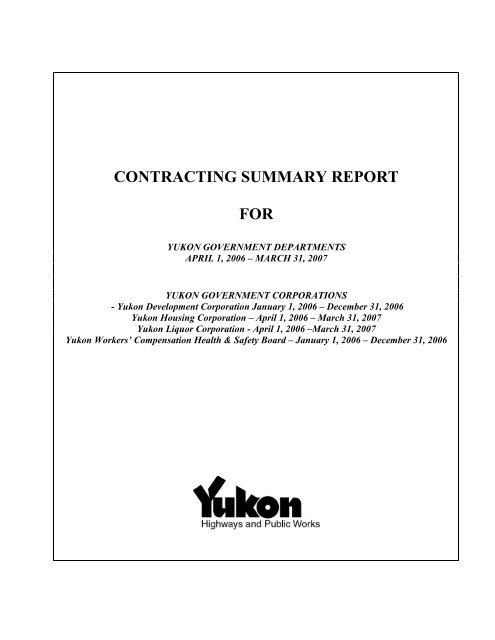 contracting summary report for - Highways and Public Works