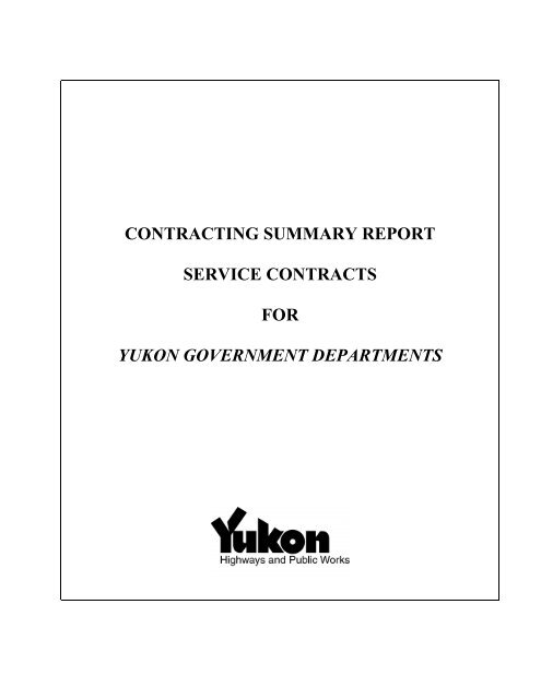 contracting summary report for - Highways and Public Works