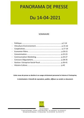 Panorama de presse quotidien du 14 04 2021