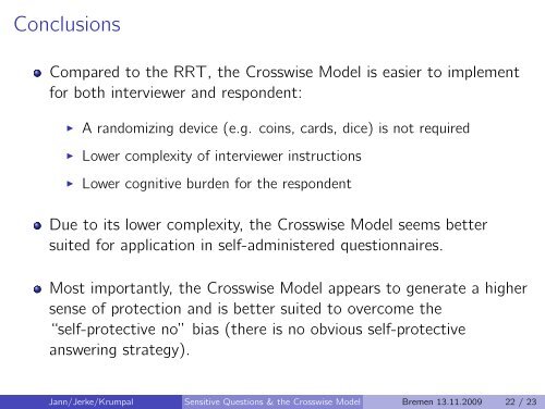 Asking Sensitive Questions Using the Crosswise Model: Some ...