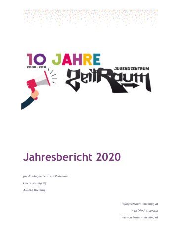 Jahresbericht Jugendzentrum Zeitraum 2020