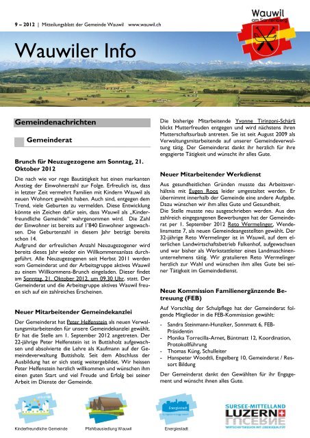 Gemeindenachrichten - Gemeinde Wauwil