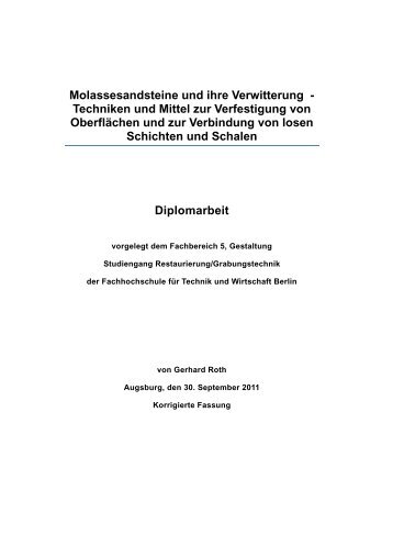 Molassesandsteine und ihre Verwitterung ... - Steinmetz Roth
