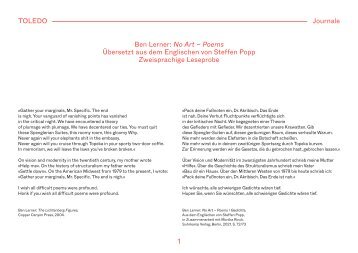 Leseprobe: Ben Lerner, NO ART