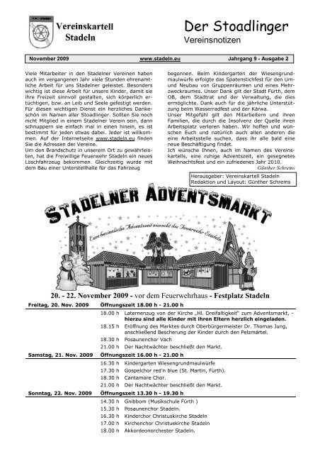 Veranstaltungskalender der Stadelner Vereine 2009/10