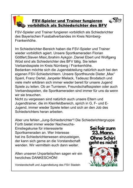 Unsere A-Junioren stellen sich vor - FSV Stadeln