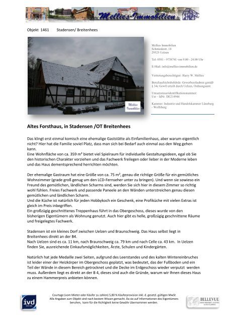 Altes Forsthaus, in Stadensen /OT Breitenhees - Mellies-Immobilien