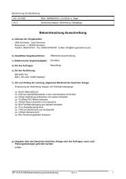 Bekanntmachung Ausschreibung