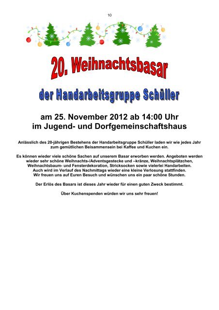 am 25. November 2012 ab 14:00 Uhr im Jugend - Stadtkyll