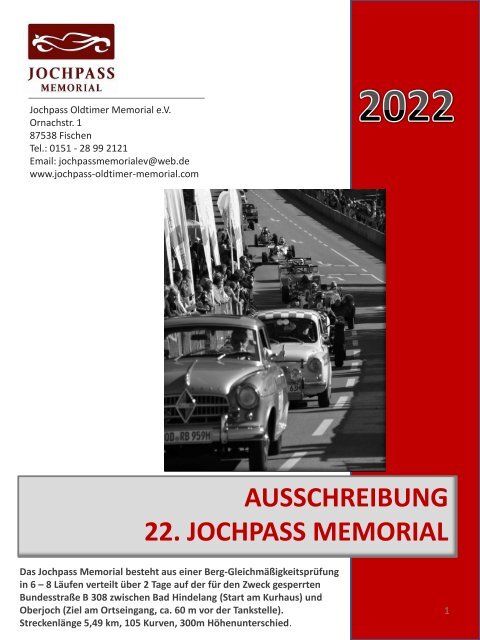 AUSSCHREIBUNG 22. JOCHPASS MEMORIAL