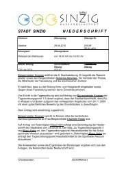 STADT SINZIG N I E D E R S C H R I F T