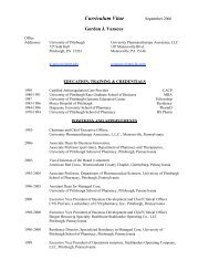 Curriculum Vitae - University of Pittsburgh School of Pharmacy