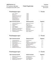 Pokal-Ergebnisse Pokalbegegnungen 1 . Runde ... - LBSV Bremen