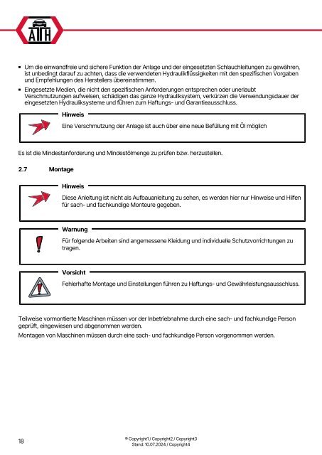 ATH-Heinl Bedienungsanleitung Single Lift 25M