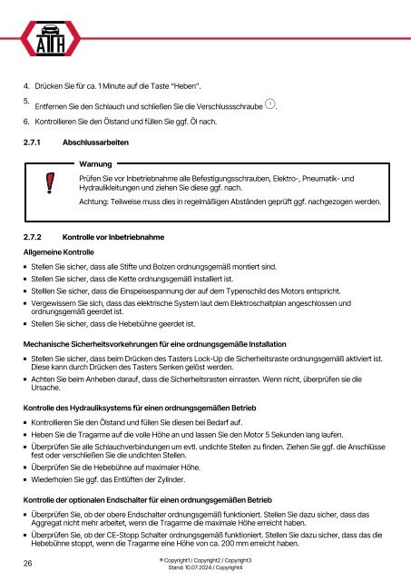 ATH-Heinl Bedienungsanleitung Single Lift 25M