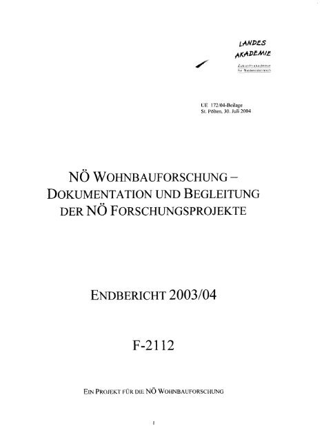 Projekt 2112 - NÖ Wohnbauforschung