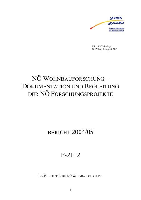 Projekt 2112 - NÖ Wohnbauforschung