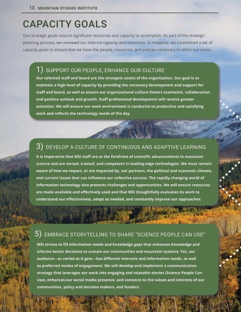 Mountain Studies Institute Strategic Plan 2021-2023