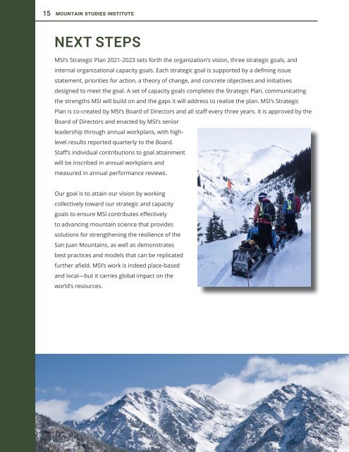 Mountain Studies Institute Strategic Plan 2021-2023