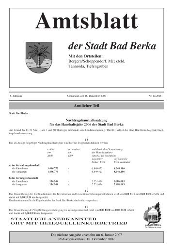 Amtsblatt der Stadt Bad Berka - Kurstadt Bad Berka