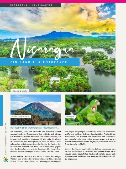 Nicaragua Broschüre - touristische Informationen