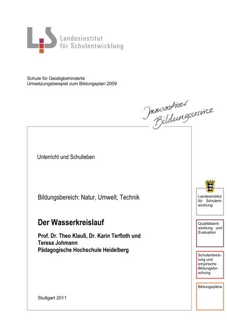 Der Wasserkreislauf Prof. Dr. Theo Klauß, Dr. Karin Terfloth und ...