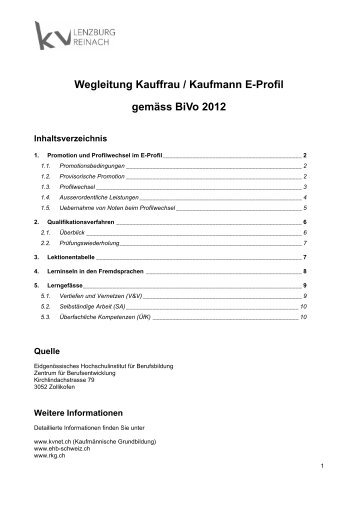 Wegleitung Kauffrau/Kaufmann E-Profil