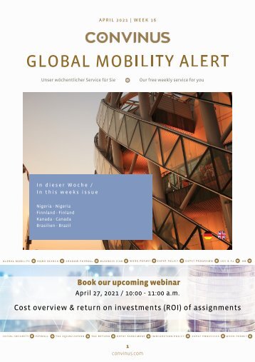 CONVINUS Global Mobility Alert Week 16