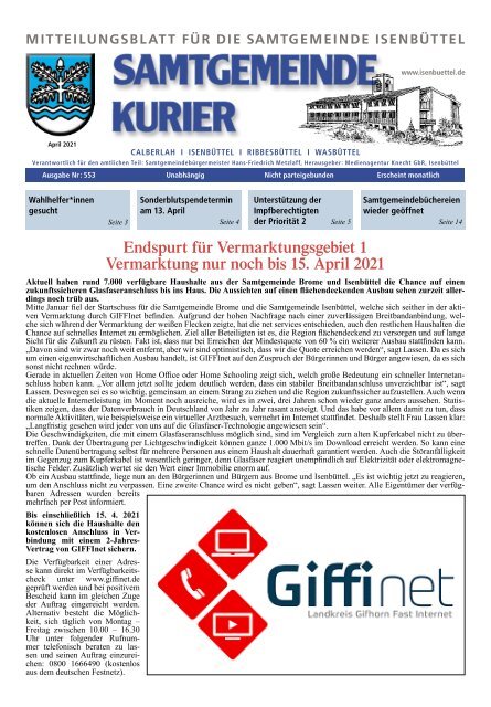 Kurier Isenbüttel Ausgabe April2021